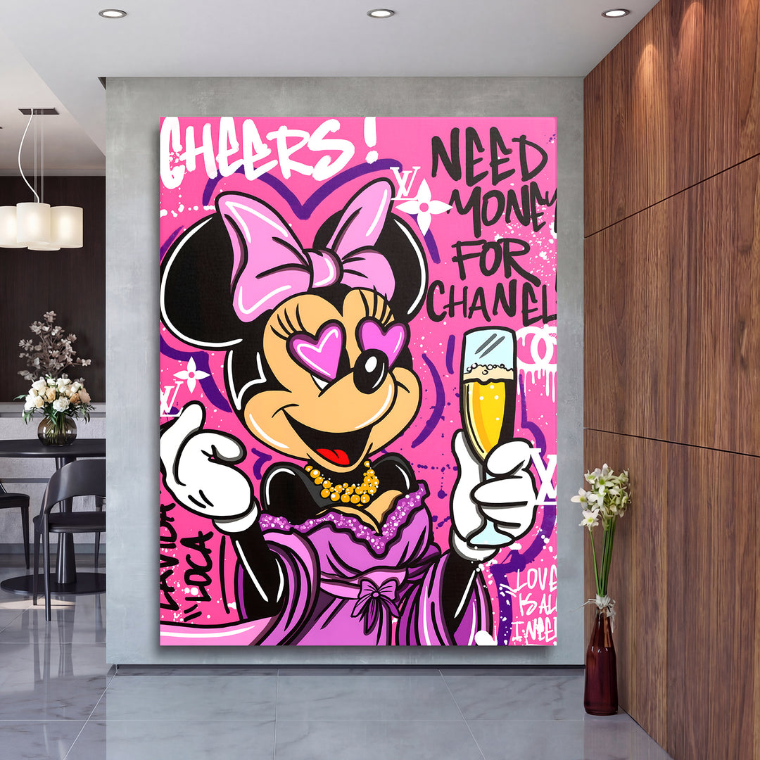 Motivační obraz Minnie Mouse · Cheers – ukázka v interiéru.