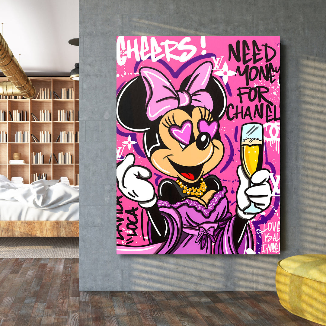 Motivační obraz Minnie Mouse · Cheers – ukázka v interiéru.