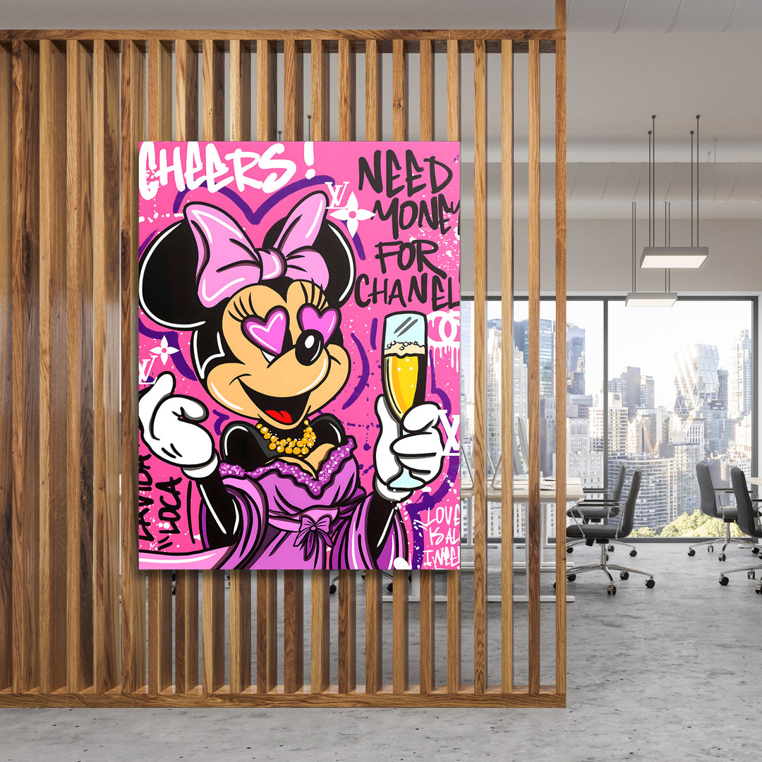 Motivační obraz Minnie Mouse · Cheers – ukázka v interiéru.