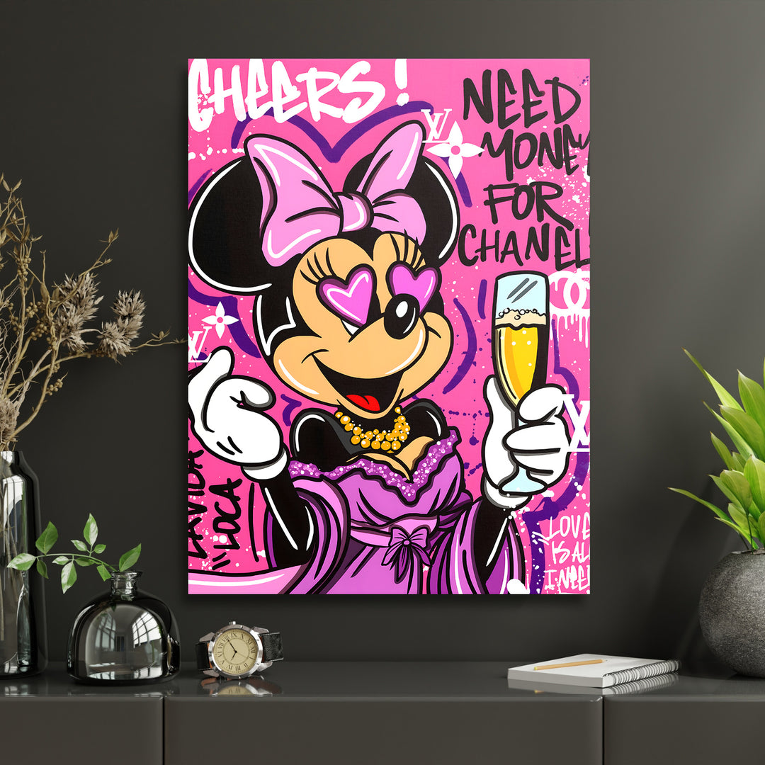 Motivační obraz Minnie Mouse · Cheers – ukázka v interiéru.