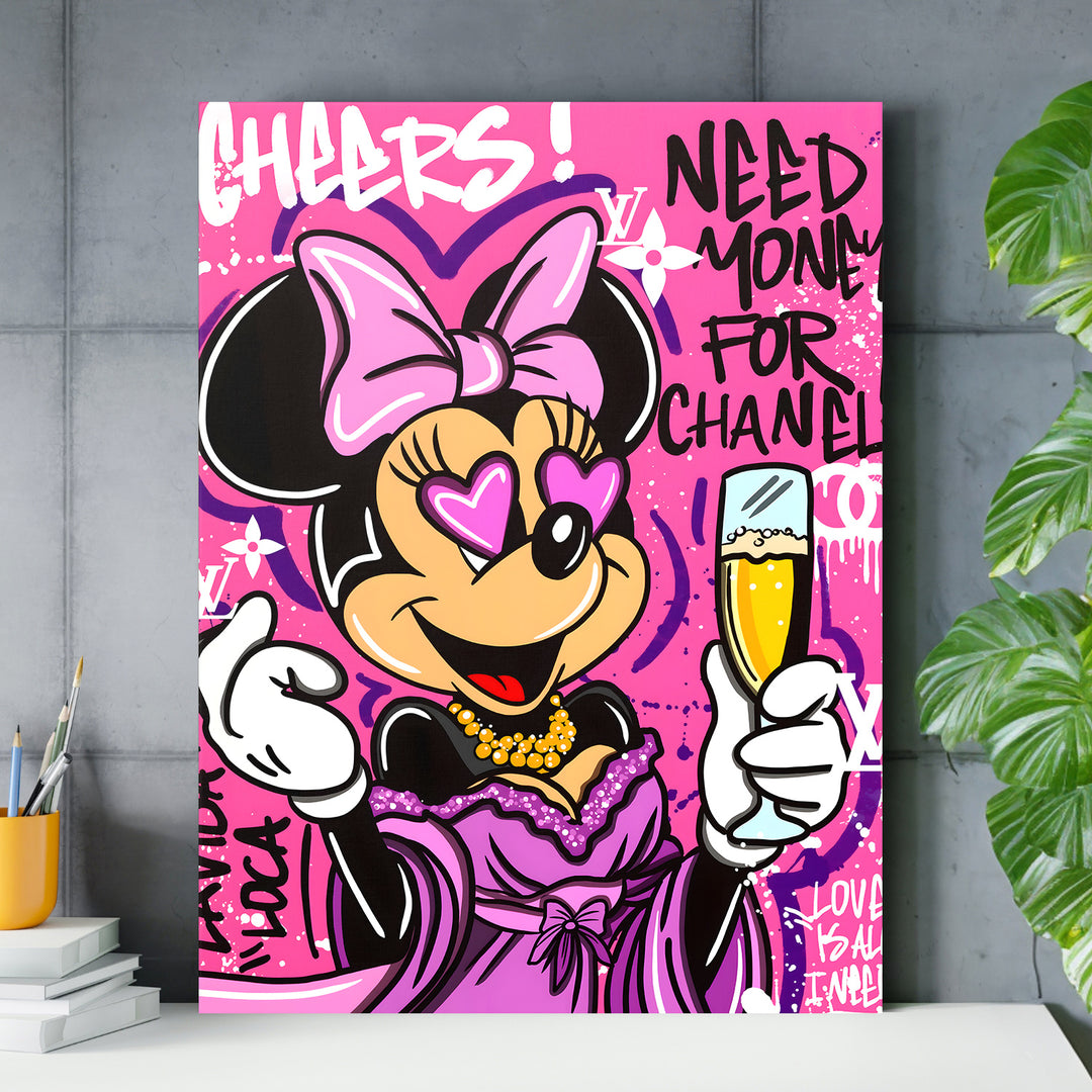 Motivační obraz Minnie Mouse · Cheers – ukázka v interiéru.