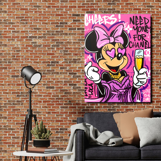 Motivační obraz Minnie Mouse · Cheers – ukázka v interiéru.