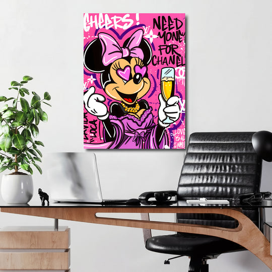 Motivační obraz Minnie Mouse · Cheers – ukázka v interiéru.