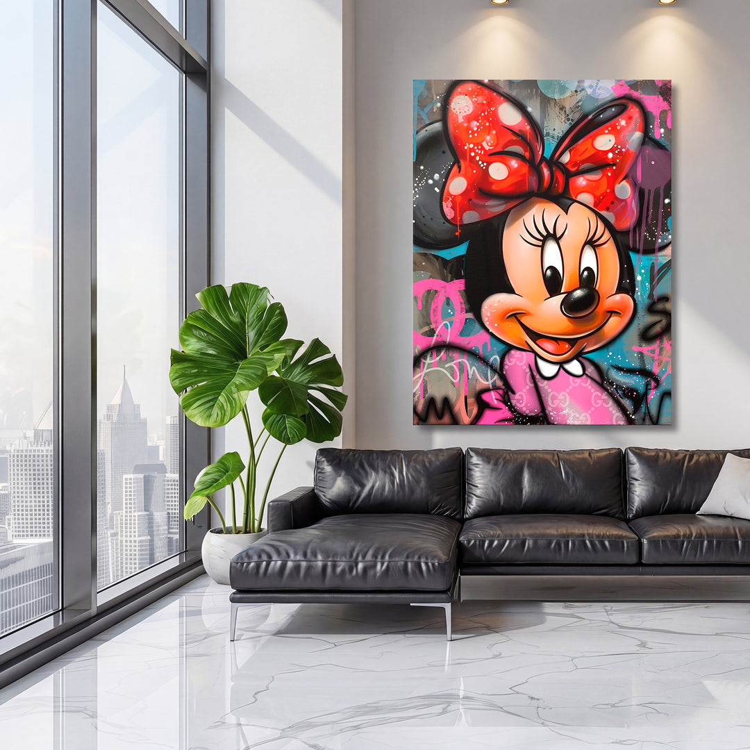 Motivační obraz Minnie Mouse · Glam – ukázka v interiéru.
