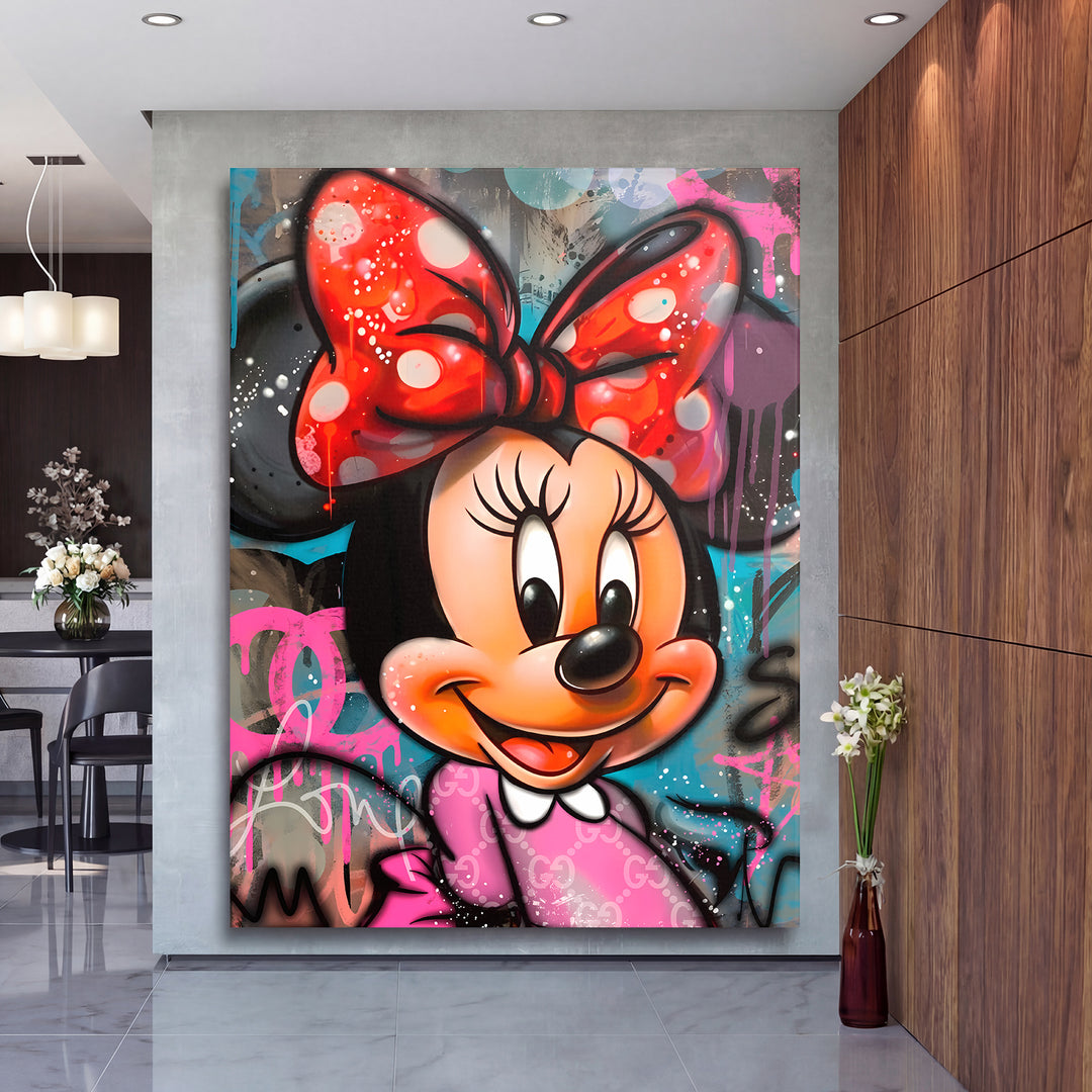Motivační obraz Minnie Mouse · Glam – ukázka v interiéru.