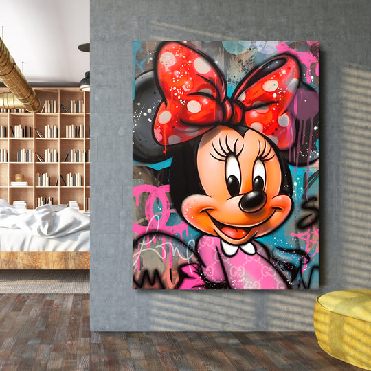 Motivační obraz Minnie Mouse · Glam – ukázka v interiéru.