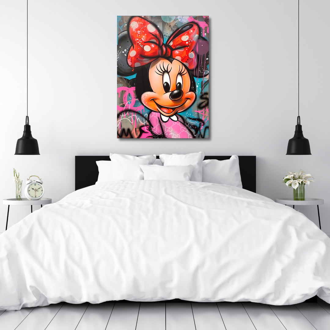 Motivační obraz Minnie Mouse · Glam – ukázka v interiéru.