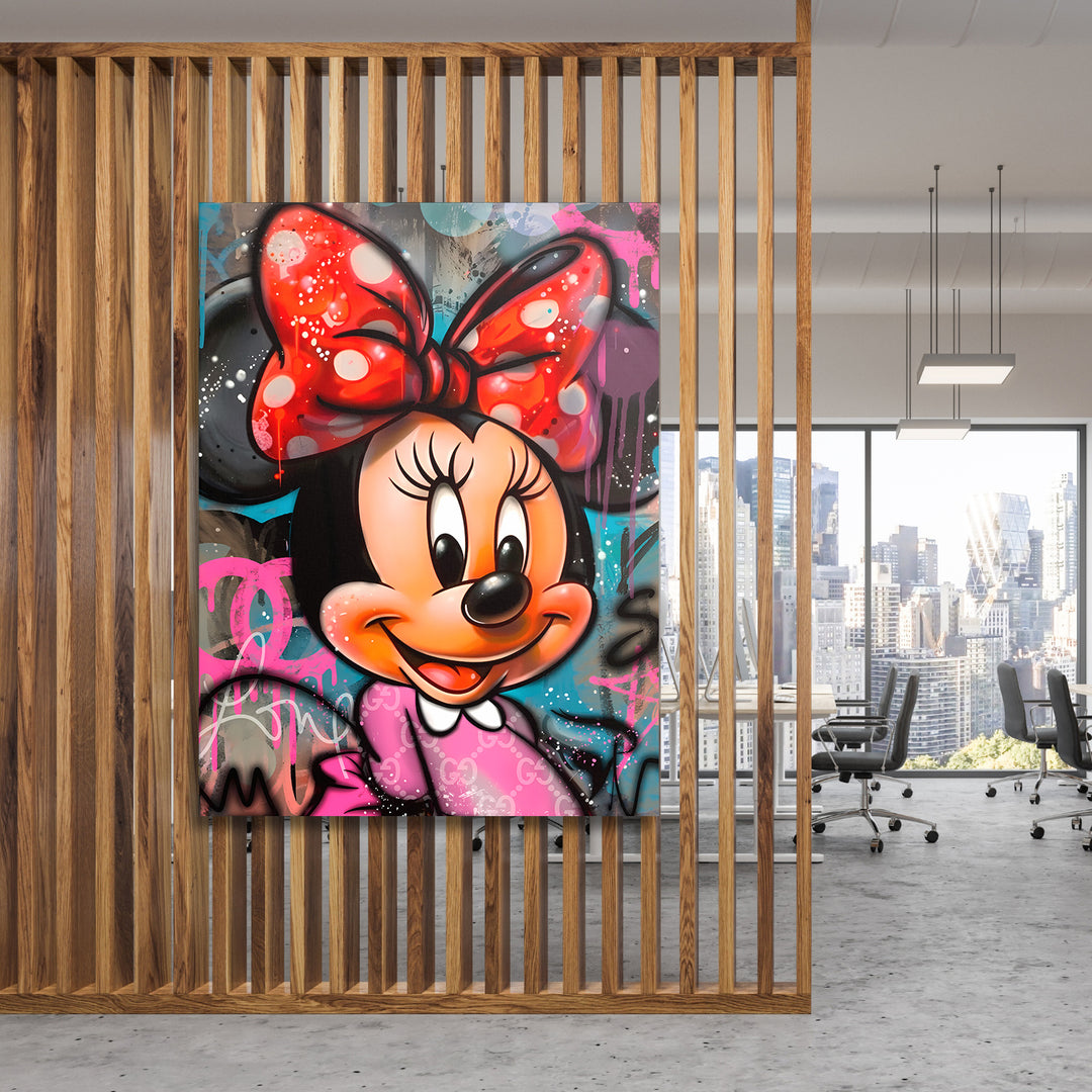 Motivační obraz Minnie Mouse · Glam – ukázka v interiéru.