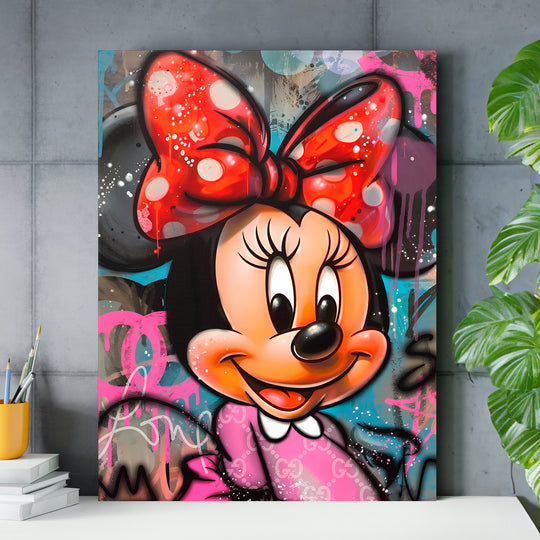 Motivační obraz Minnie Mouse · Glam – ukázka v interiéru.