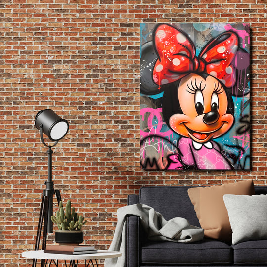 Motivační obraz Minnie Mouse · Glam – ukázka v interiéru.