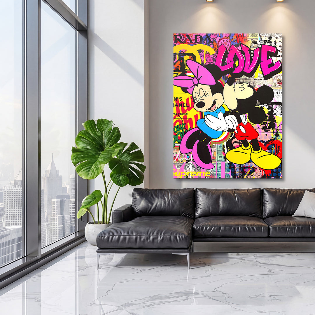 Motivační obraz Minnie Mouse · Love – ukázka v interiéru.