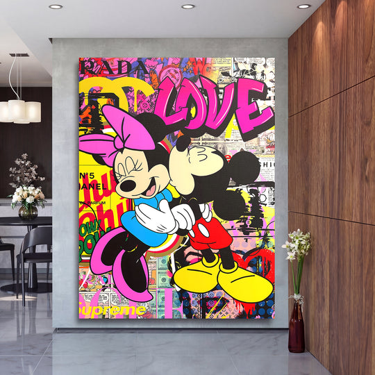 Motivační obraz Minnie Mouse · Love – ukázka v interiéru.