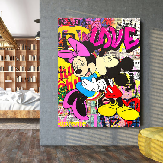 Motivační obraz Minnie Mouse · Love – ukázka v interiéru.