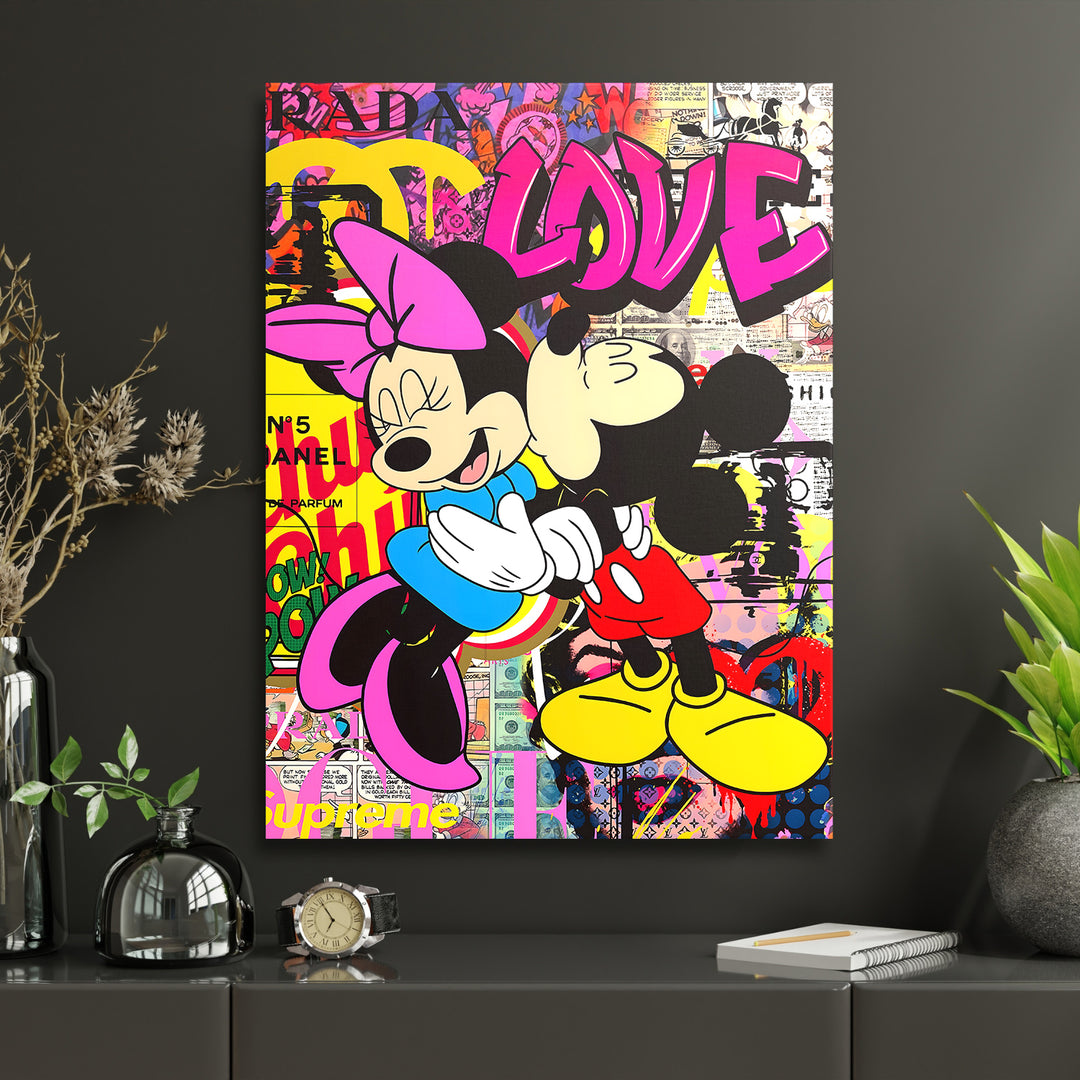 Motivační obraz Minnie Mouse · Love – ukázka v interiéru.