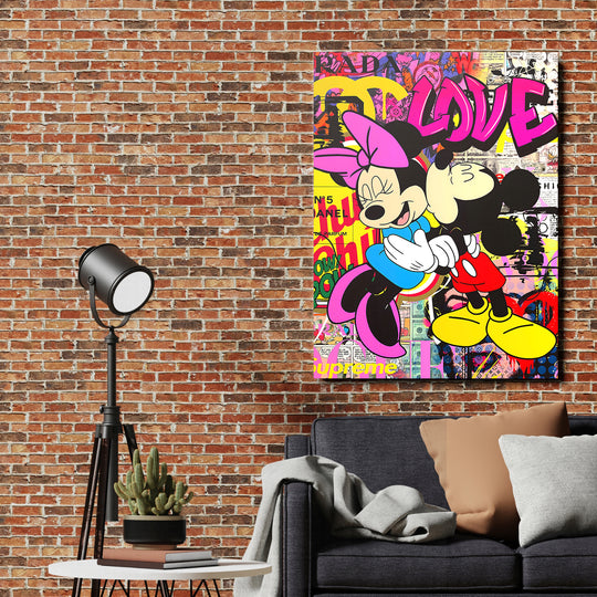 Motivační obraz Minnie Mouse · Love – ukázka v interiéru.