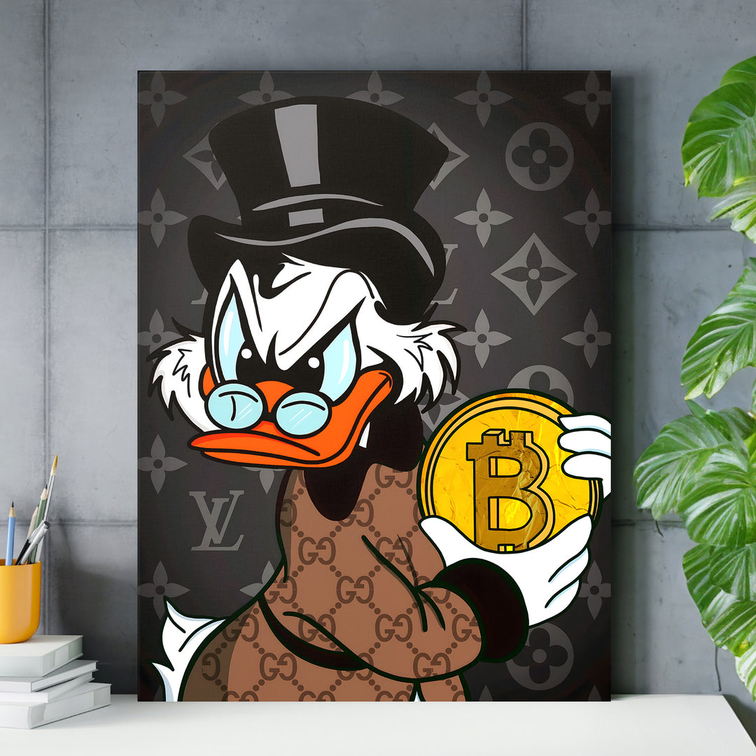 Luxusní motivační obraz Skrblík · Bitcoin Hodl, Louis Vuitton