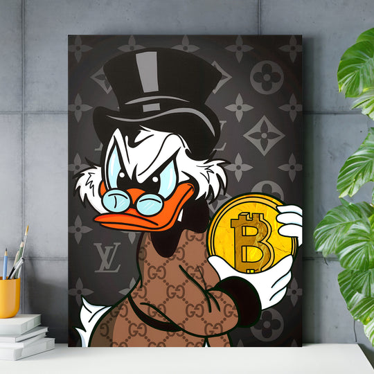 Luxusní motivační obraz Skrblík · Bitcoin Hodl, Louis Vuitton