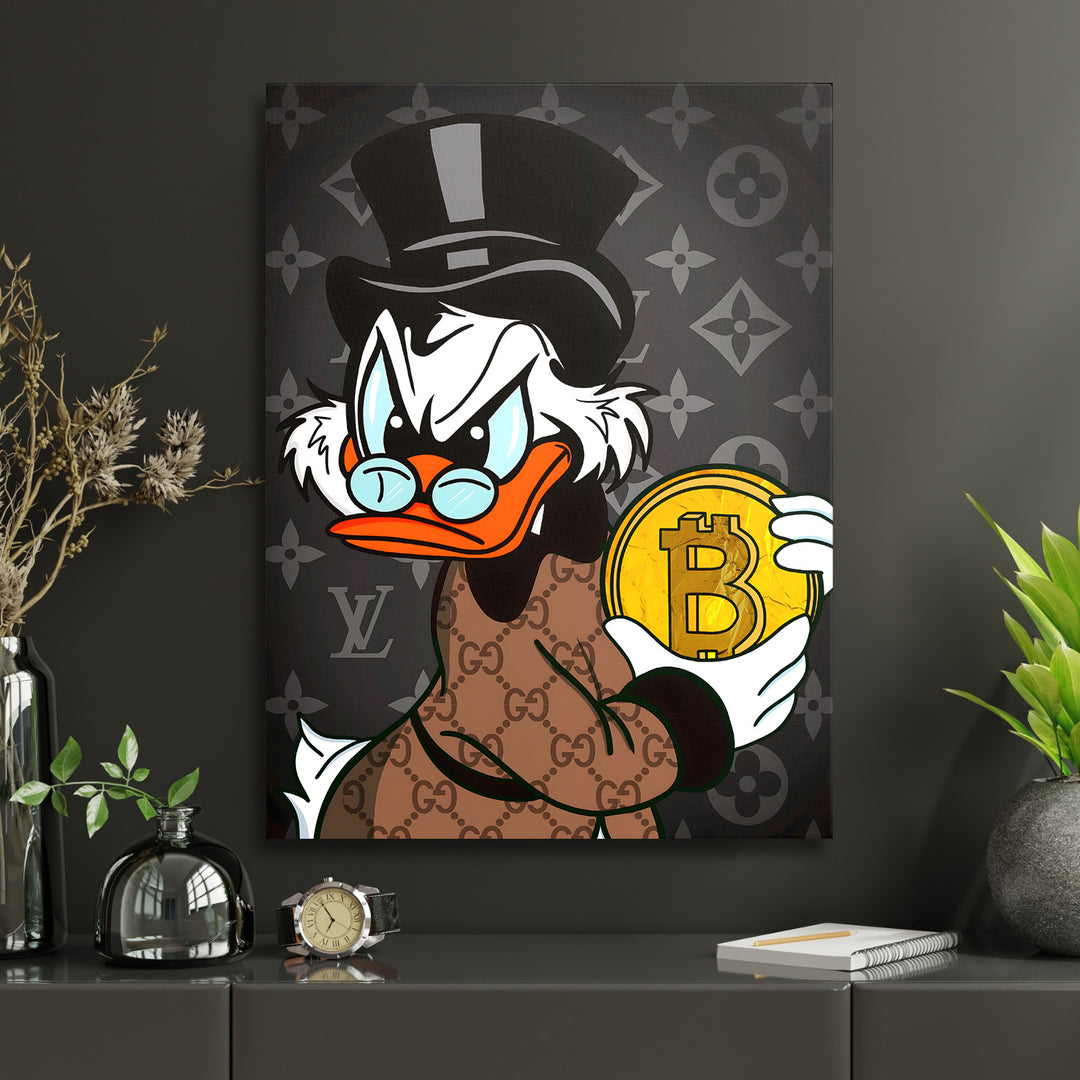 Luxusní motivační obraz Skrblík · Bitcoin Hodl, Louis Vuitton