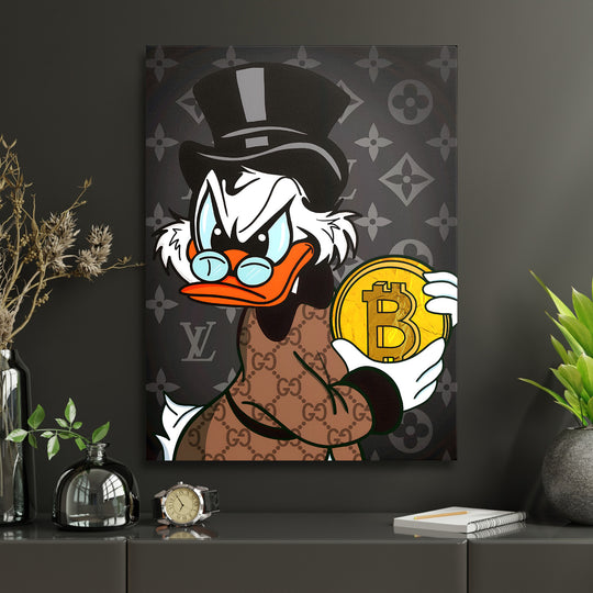 Luxusní motivační obraz Skrblík · Bitcoin Hodl, Louis Vuitton