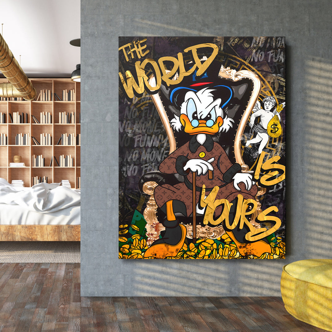 Luxusní obraz Skrblík v křesle 2 · The World Is Yours