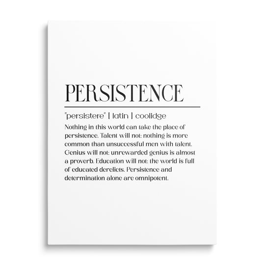 Motivační obraz na zeď s latinským citátem Persistence v minimalistickém moderním designu, obraz zepředu.