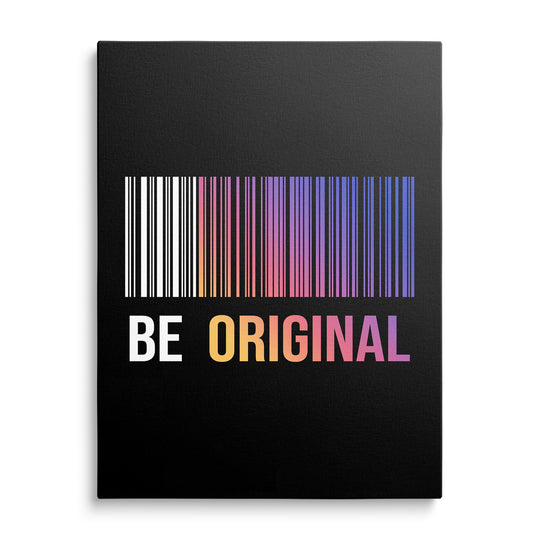 Motivační obraz na plátně s minimalistickými pruhy ve street art stylu a nápisem BE ORIGINAL