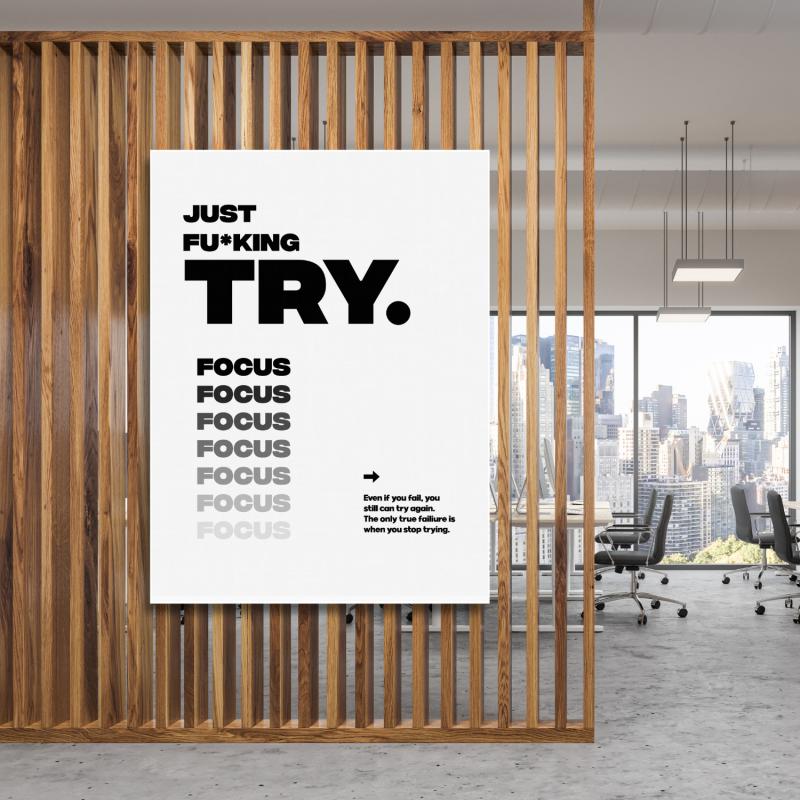 Motivační obraz JUST F*CKING TRY · motivace na zeď