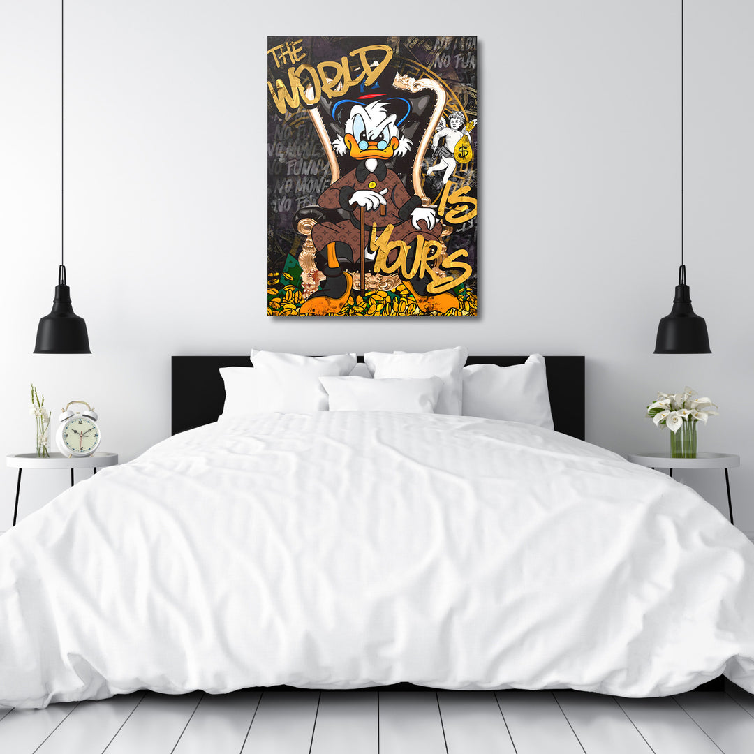 Luxusní obraz Skrblík v křesle 2 · The World Is Yours