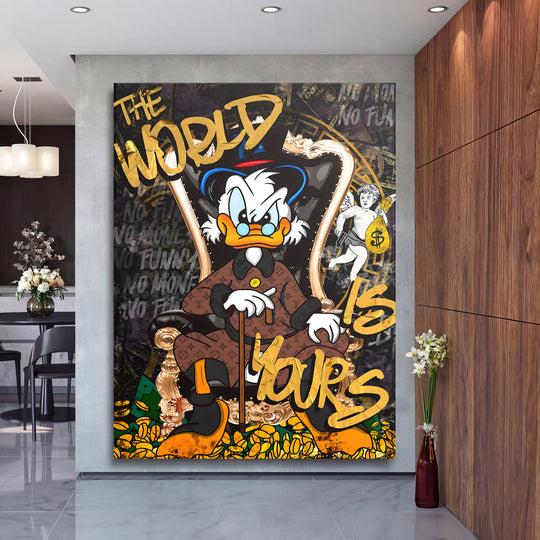 Luxusní obraz Skrblík v křesle 2 · The World Is Yours