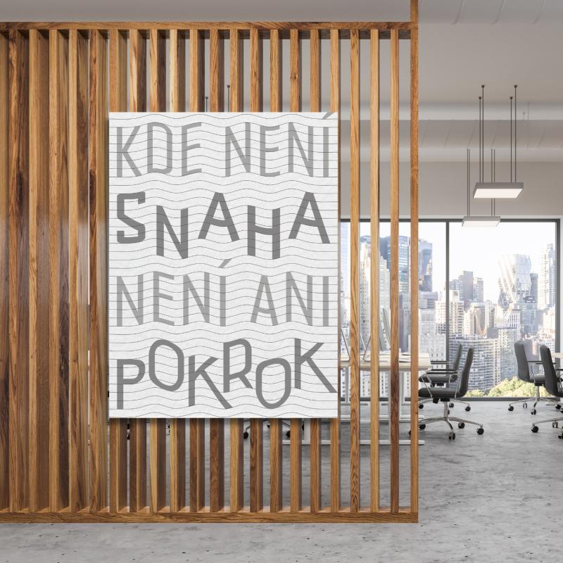 Motivační obraz na zeď "Kde není snaha, není ani pokrok" v moderní kanceláři od Buduj Impérium | Motivační obrazy
