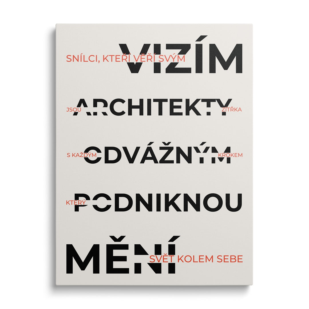 Motivační obraz na plátně s černobílým citátem.