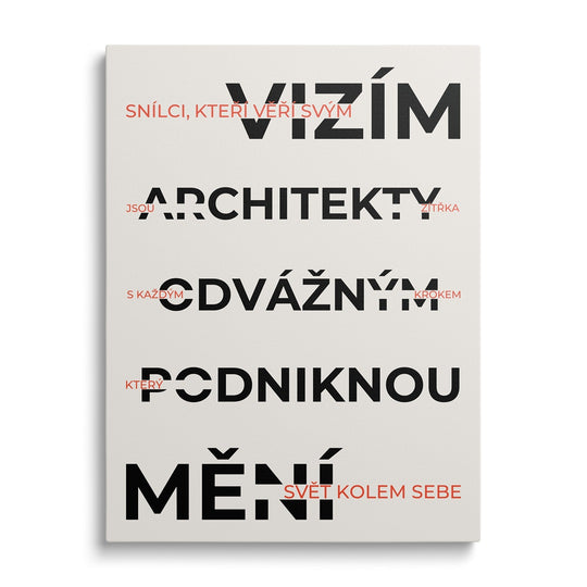 Motivační obraz na plátně s černobílým citátem.