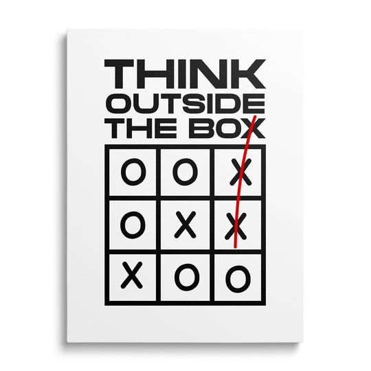 Motivační obraz s citátem THINK OUTSIDE THE BOX.