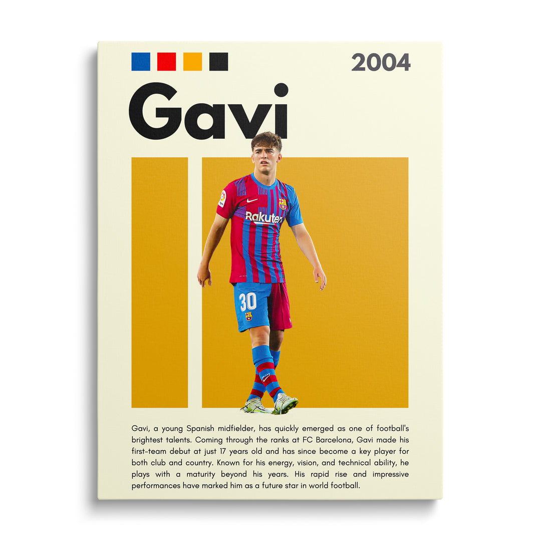 Motivační obraz na plátně s fotbalistou v dresu FC Barcelony na dynamickém barevném pozadí