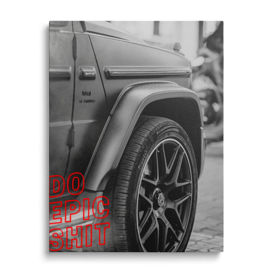 Motivační obraz na plátně s červeným nápisem Do Epic Shit. Mercedes V8