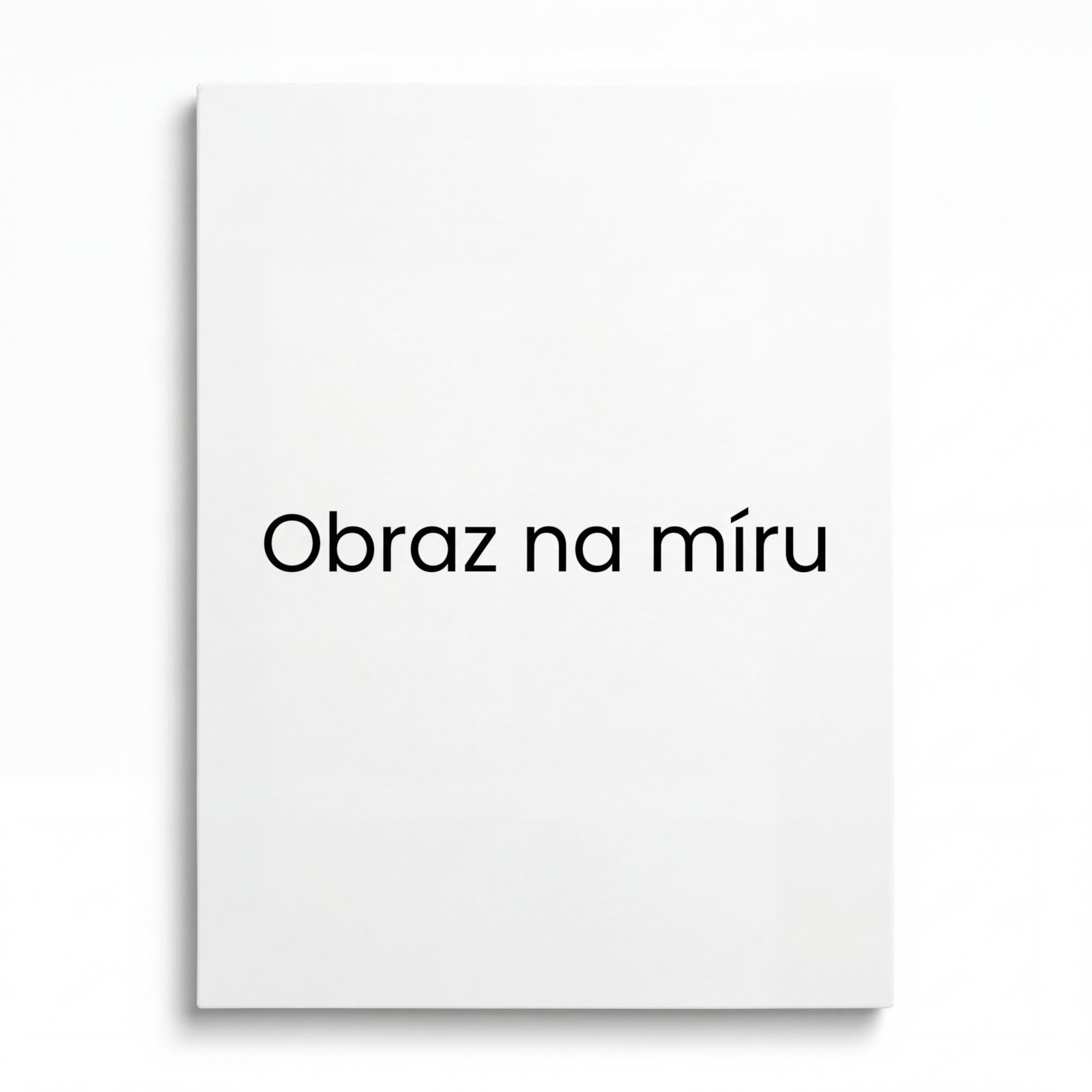 Moderní obraz na plátně s bílým pozadím a černým textem „Obraz na míru“ jako minimalistický obraz na zeď