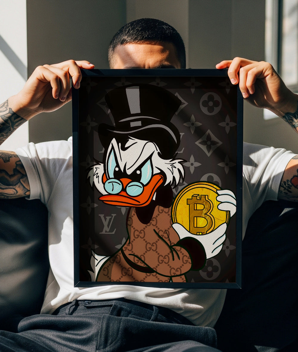 Luxusní motivační obraz Skrblík · Bitcoin Hodl, Louis Vuitton