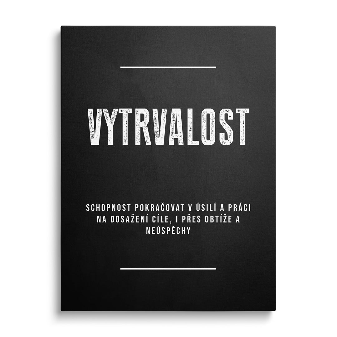 Motivační obraz na plátně s nápisem "VYTRVALOST"