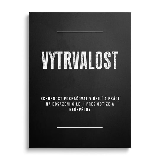 Motivační obraz na plátně s nápisem "VYTRVALOST"