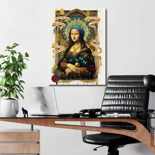 Pop art obraz Mona Lisa v kanceláři