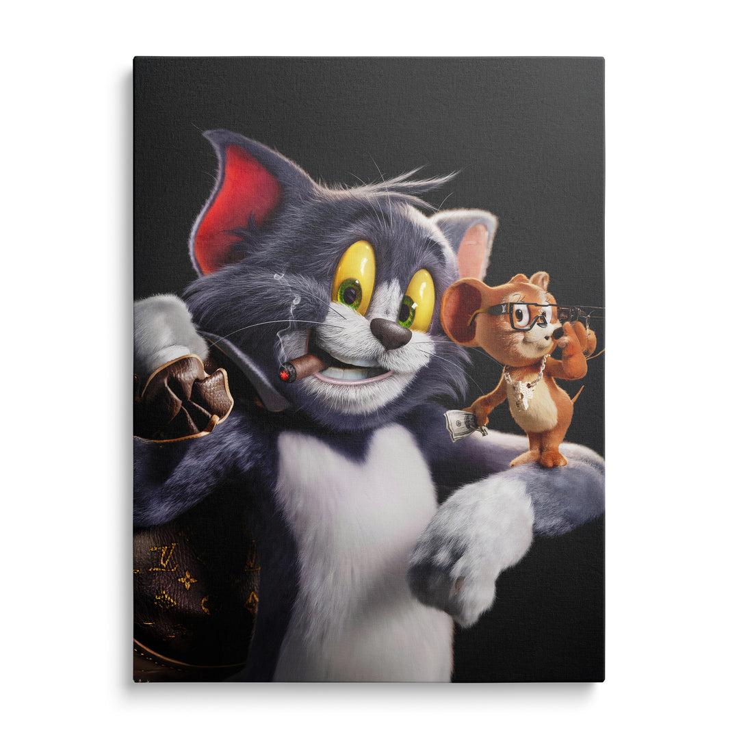 Tom s doutníkem a taškou, Jerry v brýlích na jeho dlani