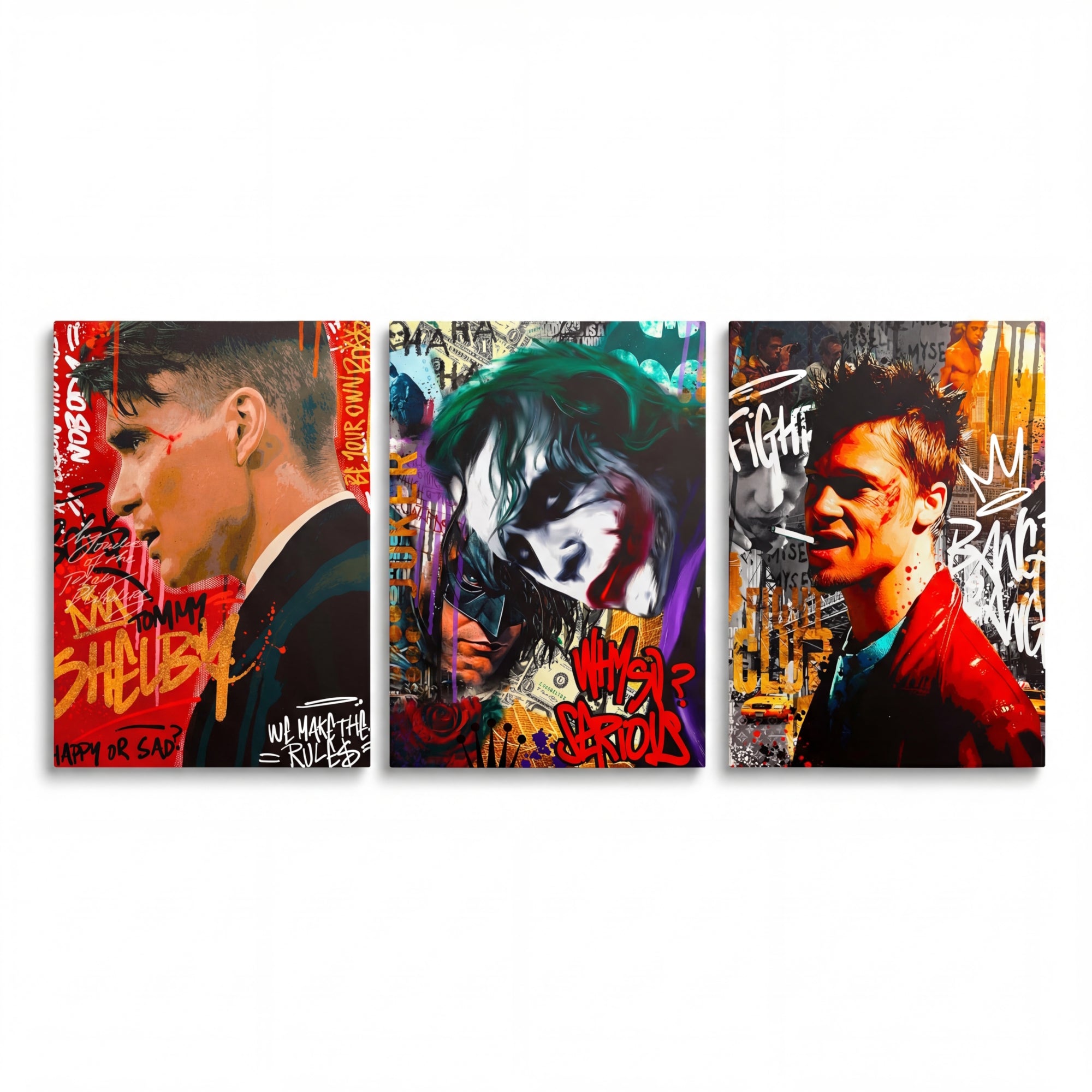 Motivační pop art obraz na plátně se třemi street art portréty mužů zepředu