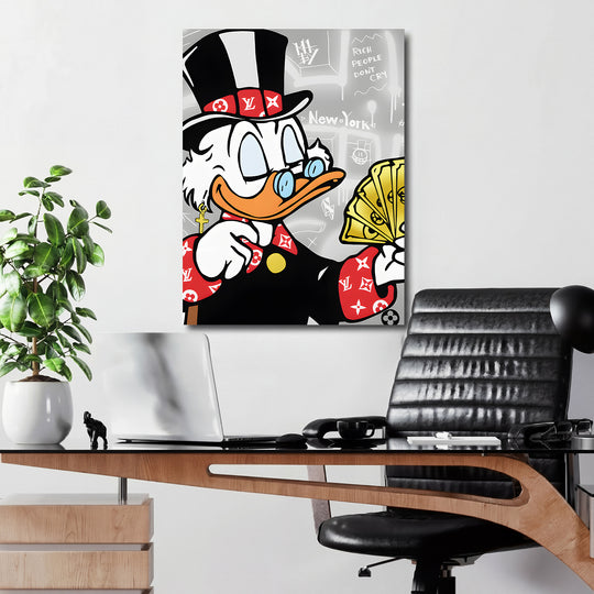 Motivační obraz Kačer Skrblík · New York LV – kancelářský mockup.