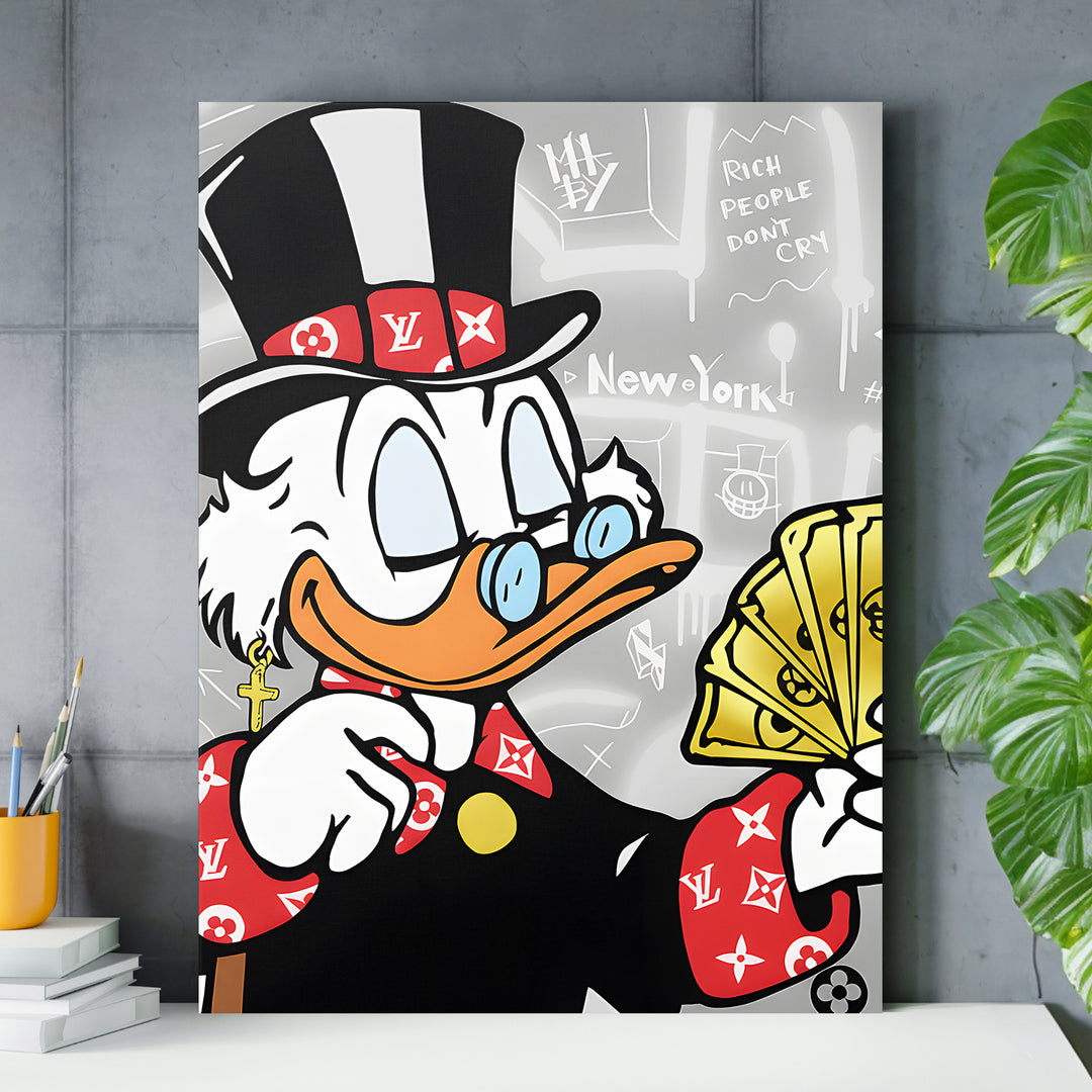 Motivační obraz Kačer Skrblík · New York LV – kancelářský/stolní mockup.