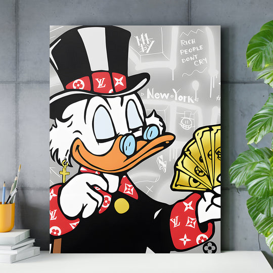 Motivační obraz Kačer Skrblík · New York LV – kancelářský/stolní mockup.