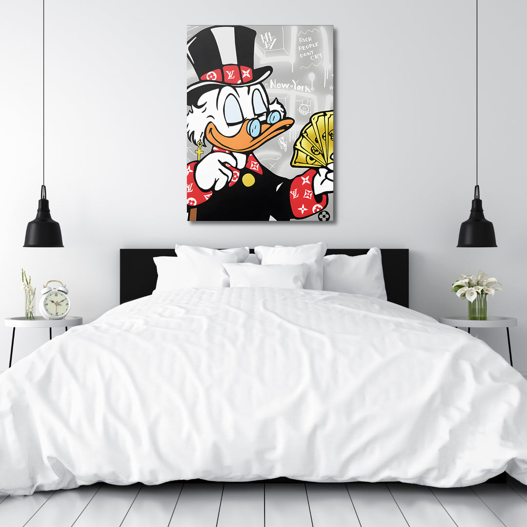 Motivační obraz Kačer Skrblík · New York LV – mockup ložnice.