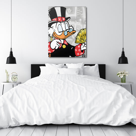 Motivační obraz Kačer Skrblík · New York LV – mockup ložnice.