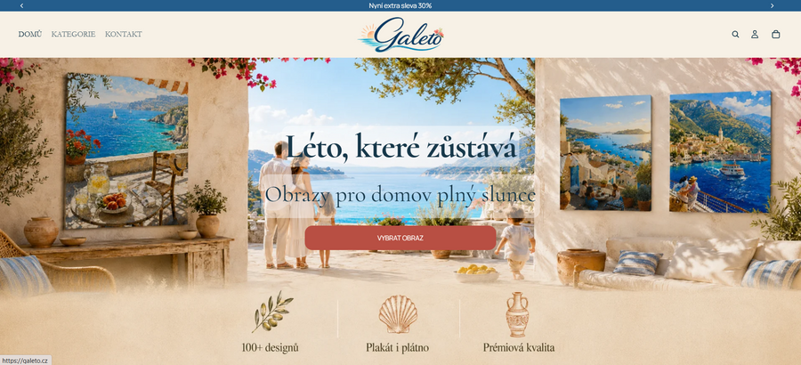 ZLEVNĚNO! Hotový automatizovaný POD e-shop Galeto.cz