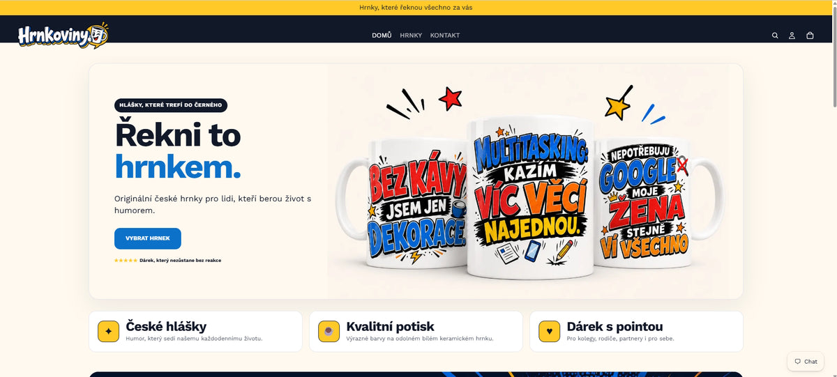 Hotový POD e-shop Hrnkoviny.cz