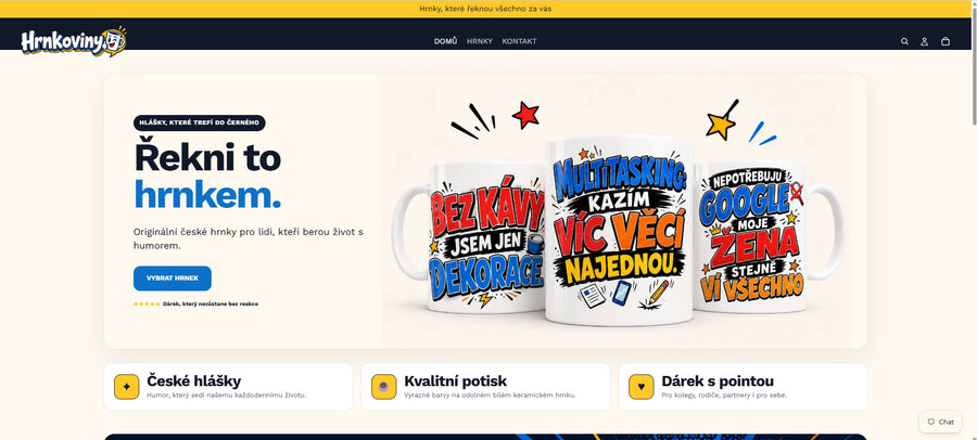 Hotový POD e-shop Hrnkoviny.cz